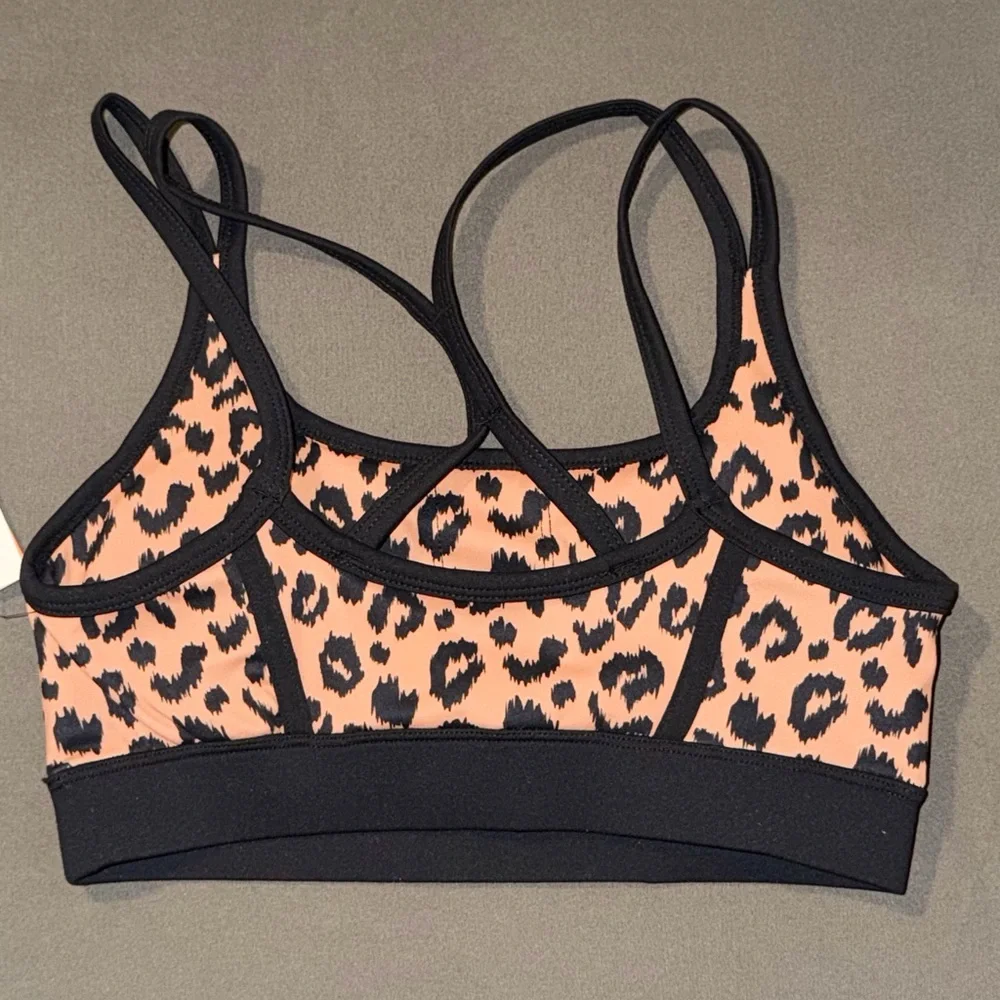 Women's Leopard Print Sports Bra - Aqua Athletic
